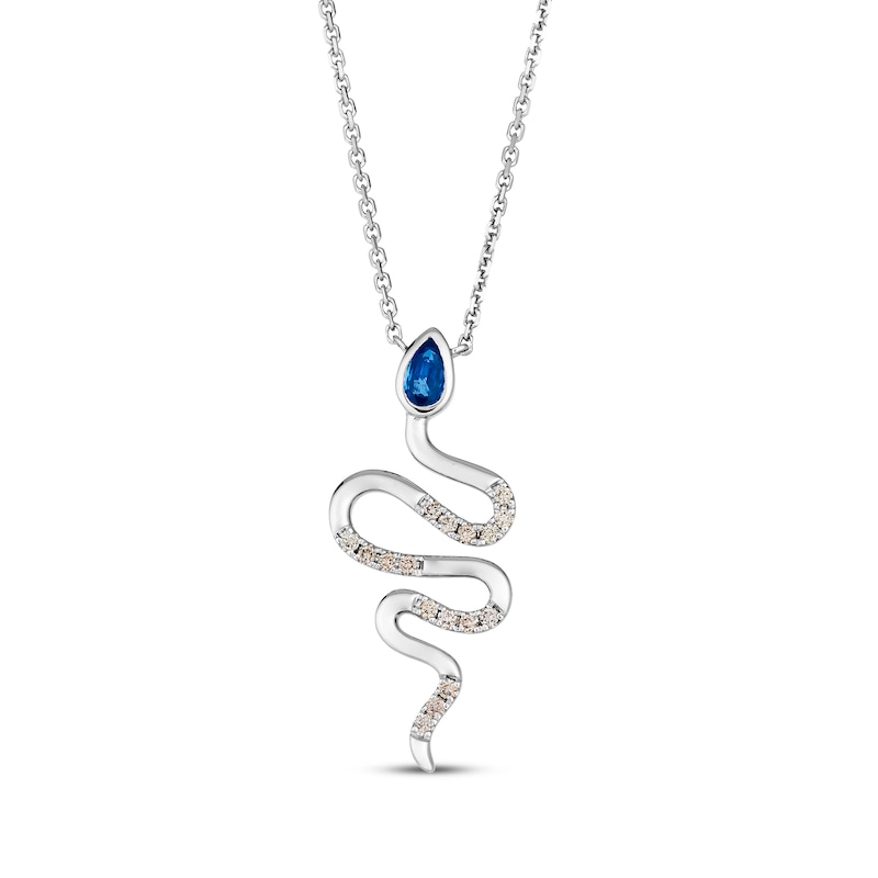 Main Image 1 of Le Vian Pear-Shaped Blue Sapphire Snake Necklace 1/8 ct tw Diamonds 14K Vanilla Gold 19&quot;