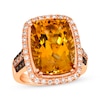 Thumbnail Image 1 of Le Vian Cushion-Cut Citrine Ring 1/2 ct tw Diamonds 14K Strawberry Gold Size 7