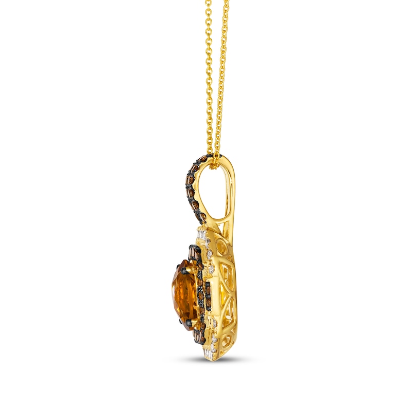 Main Image 2 of Le Vian Oval-Cut Citrine Necklace 1 ct tw Diamonds 14K Honey Gold 20&quot;