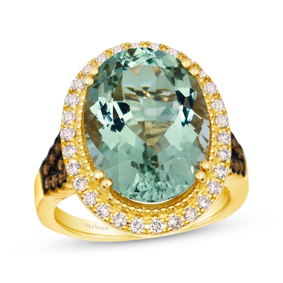 Le Vian Oval-Cut Green Quartz Ring 1/2 ct tw 14K Honey Gold Size 7