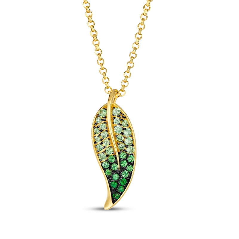 Main Image 1 of Le Vian Tsavorite Leaf Necklace 18K Honey Gold 20&quot;