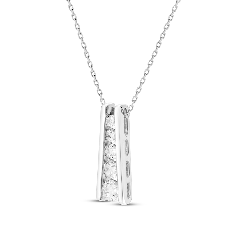 Diamond Ladder Necklace 1/4 ct tw Sterling Silver 18"