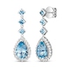 Thumbnail Image 1 of Le Vian Pear-Shaped & Square-Cut Aquamarine Drop Earrings 5/8 ct tw Diamonds 18K Vanilla Gold