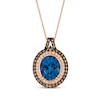 Thumbnail Image 1 of Le Vian Oval-Cut Deep Sea Blue Topaz Necklace 1/2 ct tw Diamonds 14K Strawberry Gold 20&quot;