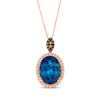 Thumbnail Image 1 of Le Vian Oval-Cut Blue Topaz Necklace 1/2 ct tw Diamonds 14K Strawberry Gold 20&quot;