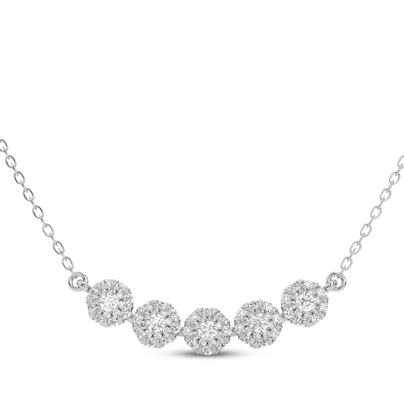 Main Image 1 of Diamond Five-Stone Smile Necklace 3/4 ct tw 14K White Gold 18&quot;