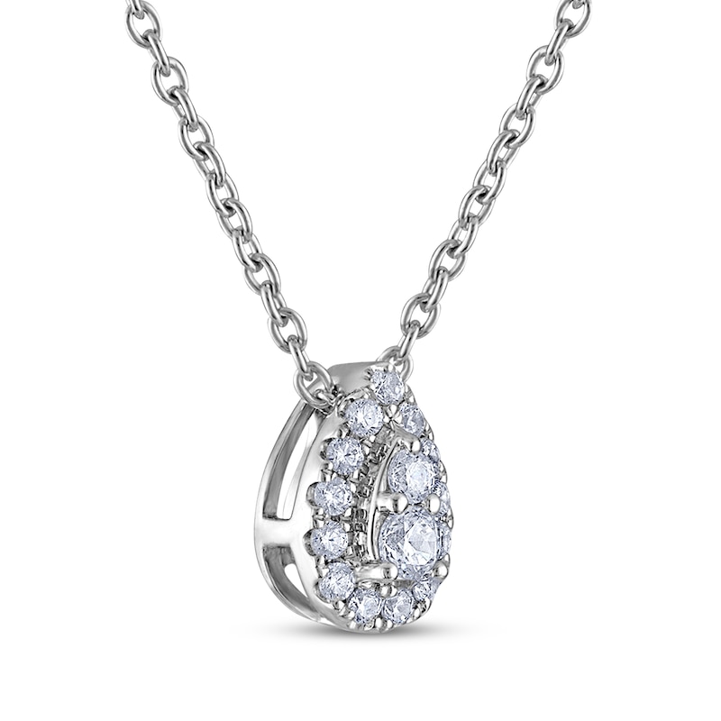 Main Image 2 of THE LEO Diamond Multi-Stone Teardrop Necklace 1/5 ct tw 14K White Gold 19&quot;