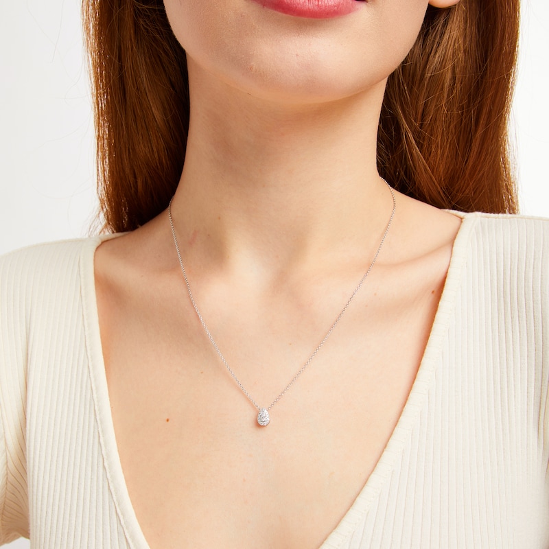 Main Image 4 of THE LEO Diamond Multi-Stone Teardrop Necklace 1/5 ct tw 14K White Gold 19&quot;