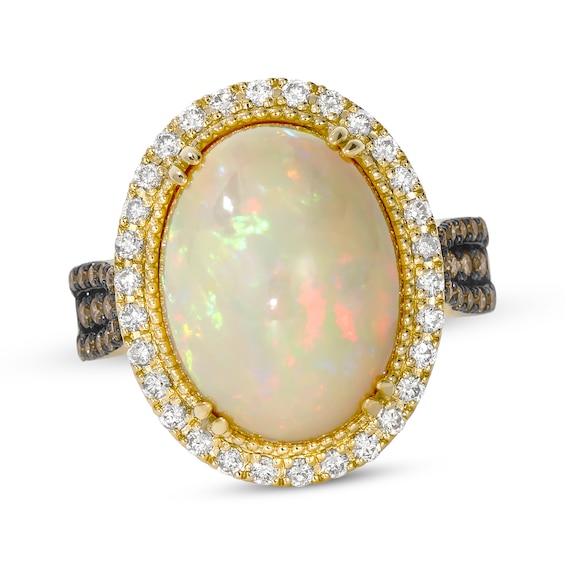 Le Vian Oval-Cut Opal Ring 5/8 ct tw Diamonds 14K Honey Gold Size 7