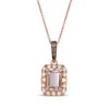 Thumbnail Image 0 of Le Vian Emerald-Cut Morganite Necklace 1/4 ct tw Diamonds 14K Strawberry Gold 20"