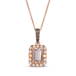 Le Vian Emerald-Cut Morganite Necklace 1/4 ct tw Diamonds 14K Strawberry Gold 20&quot;