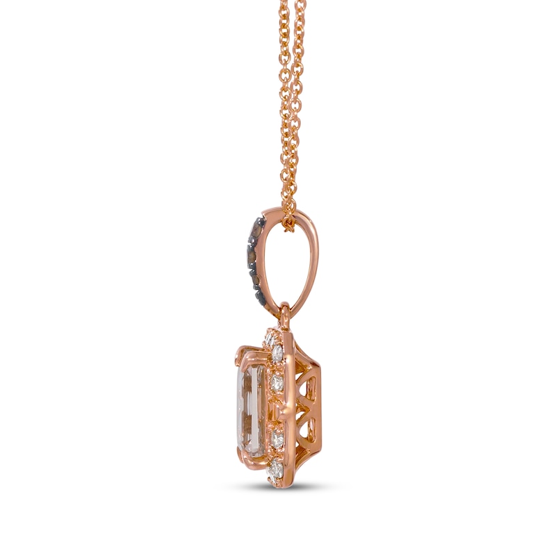 Le Vian Emerald-Cut Morganite Necklace 1/4 ct tw Diamonds 14K Strawberry Gold 20"