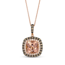 Le Vian Cushion-Cut Morganite Necklace 5/8 ct tw Diamonds 14K Strawberry Gold