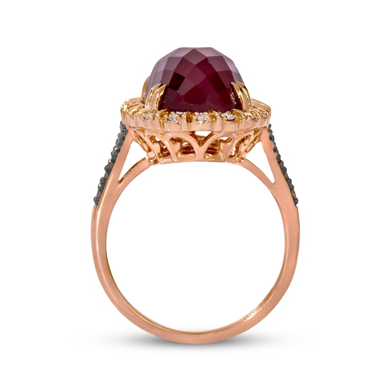 Main Image 2 of Le Vian Oval-Cut Garnet Ring 3/8 ct tw Diamonds 14K Strawberry Gold Size 7