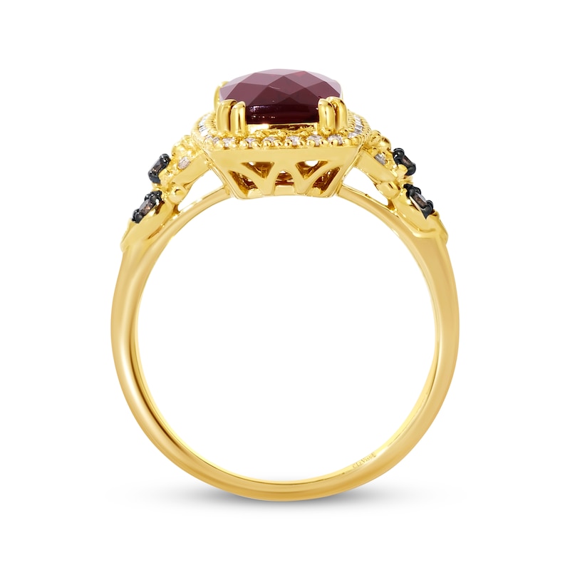 Main Image 2 of Le Vian Cushion-Cut Garnet Ring 1/4 ct tw Diamonds 14K Honey Gold Size 7