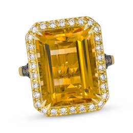 Le Vian Octagon-Cut Citrine Ring 5/8 ct tw Diamonds 14K Honey Gold Size 7