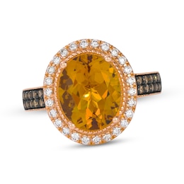 Le Vian Oval-Cut Citrine Ring 3/8 ct tw Diamonds 14K Strawberry Gold Size 7