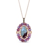 Thumbnail Image 1 of Le Vian Oval-Cut Aquaprase, Pink Tourmaline & Amethyst Necklace 1/8 ct tw Diamonds 14K Strawberry Gold 20&quot;