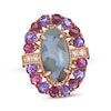 Thumbnail Image 1 of Le Vian Oval-Cut Aquaprase, Pink Tourmaline & Amethyst Ring 1/4 ct tw Diamonds 14K Strawberry Gold Size 7