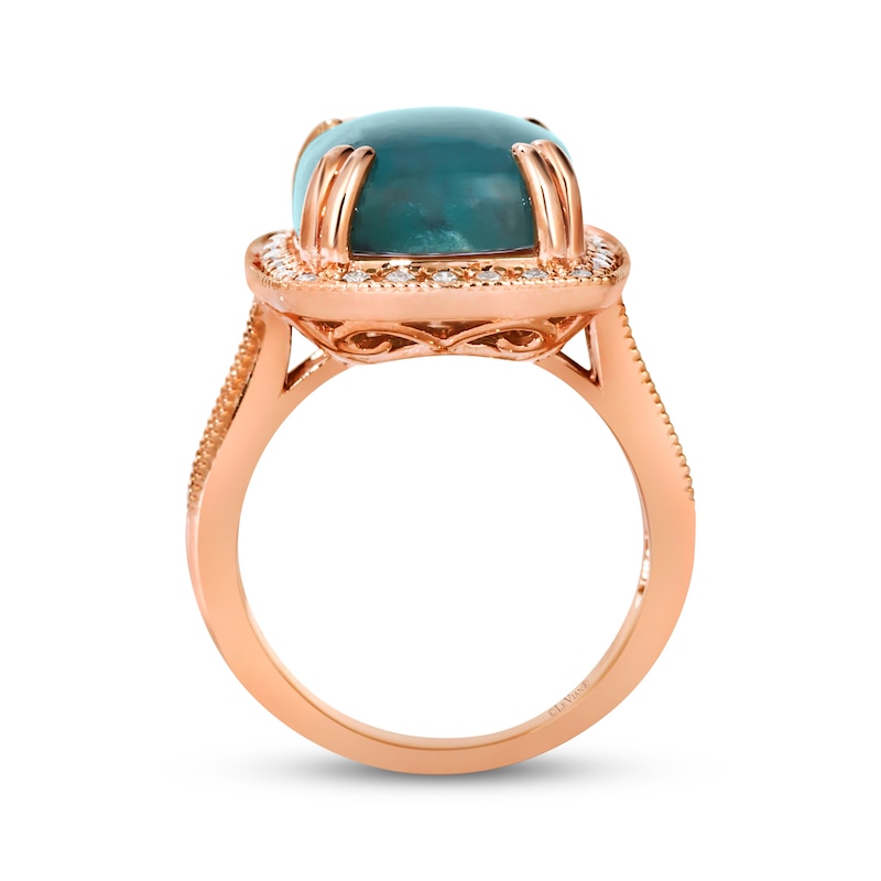 Main Image 2 of Le Vian Cushion-Cut Aquaprase Ring 1/2 ct tw Diamonds 14K Strawberry Gold Size 7