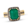 Thumbnail Image 1 of Le Vian Emerald-Cut Emerald Ring 3/8 ct tw Diamonds 14K Honey Gold Size 7