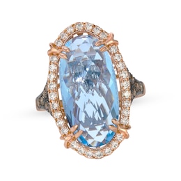 Le Vian Oval-Cut Blue Topaz Ring 1/2 ct tw Diamonds 14K Strawberry Gold Size 7