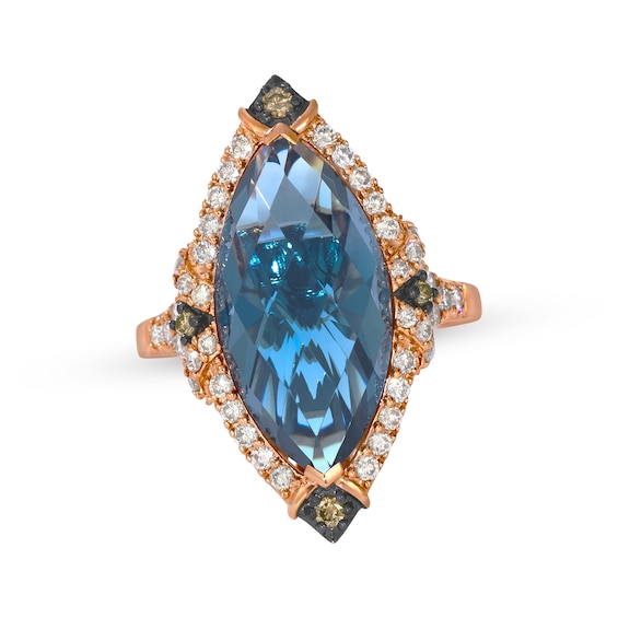 Le Vian Marquise-Cut Blue Topaz Ring 5/8 ct tw Diamonds 14K Strawberry Gold