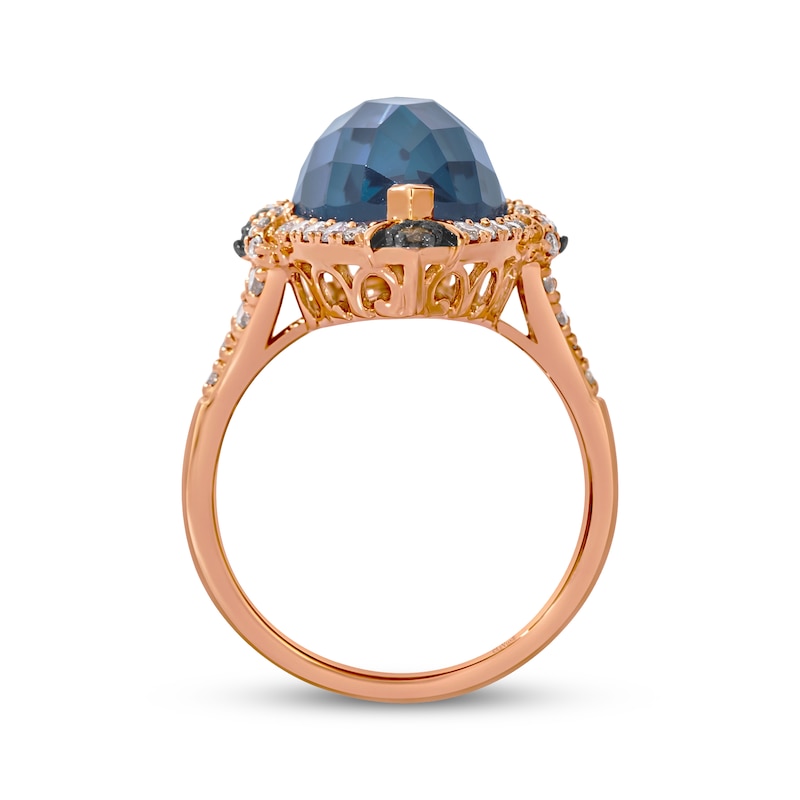 Main Image 2 of Le Vian Marquise-Cut Blue Topaz Ring 5/8 ct tw Diamonds 14K Strawberry Gold Size 7