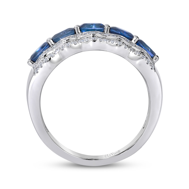 Main Image 2 of Le Vian Oval-Cut Blue Sapphire Ring 3/8 ct tw Diamonds Platinum Size 7