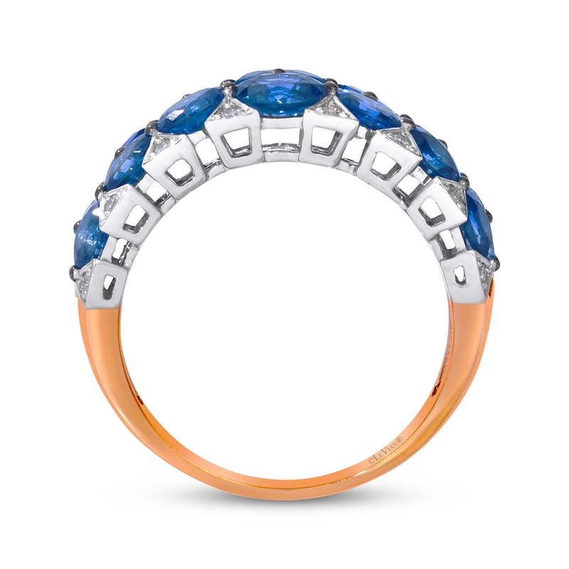 Main Image 2 of Le Vian Oval-Cut Blue Sapphire Ring 1/6 ct tw Diamonds Platinum & 14K Strawberry Gold Size 7