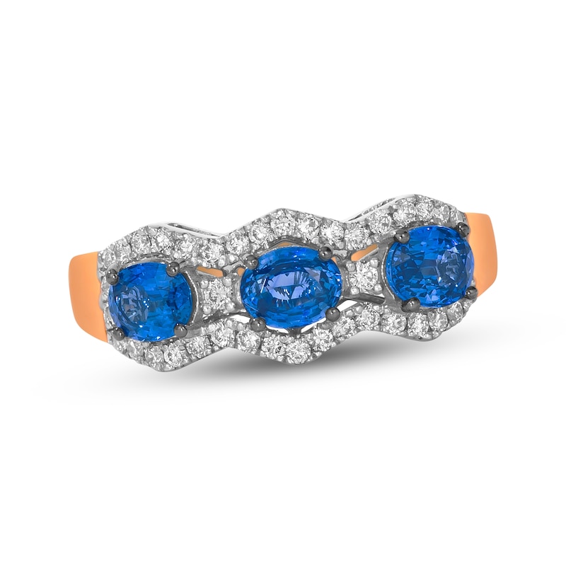 Le Vian Oval-Cut Blue Sapphire Ring 1/4 ct tw Diamonds Platinum & 14K Strawberry Gold Size 7