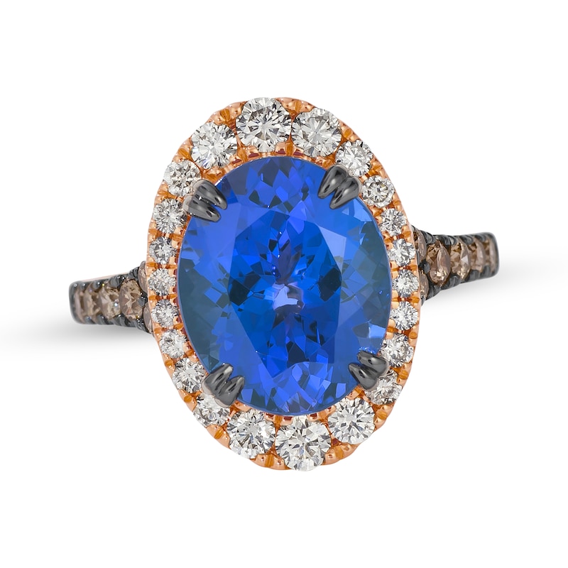 Main Image 1 of Le Vian Oval-Cut Tanzanite Ring 7/8 ct tw Diamonds 14K Strawberry Gold Size 7