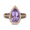 Thumbnail Image 1 of Le Vian Pear-Shaped Grape Amethyst Ring 1/2 ct tw Diamonds 14K Strawberry Gold Size 7