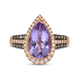 Le Vian Pear-Shaped Grape Amethyst Ring 1/2 ct tw Diamonds 14K Strawberry Gold Size 7