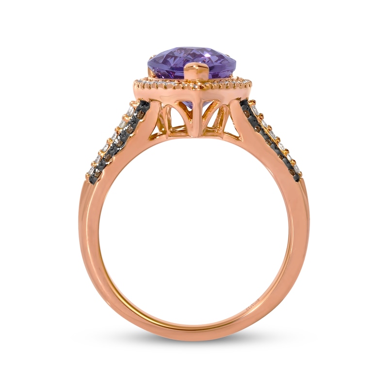 Main Image 2 of Le Vian Pear-Shaped Grape Amethyst Ring 1/2 ct tw Diamonds 14K Strawberry Gold Size 7