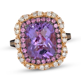 Le Vian Cushion-Cut Amethyst & Pink Tourmaline Ring 5/8 ct tw 14K Strawberry Gold Size 7