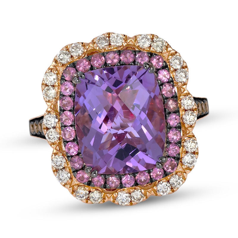 Le Vian Cushion-Cut Amethyst & Pink Tourmaline Ring 5/8 ct tw 14K Strawberry Gold Size 7