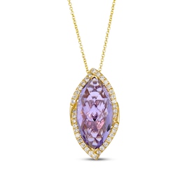 Le Vian Marquise-Cut Amethyst Necklace 1/4 ct tw Diamonds Honey Gold 20&quot;