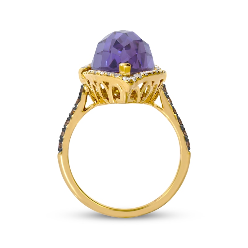 Main Image 2 of Le Vian Marquise-Cut Amethyst Ring 1/2 ct tw Diamonds 14K Honey Gold Size 7