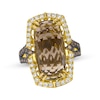 Thumbnail Image 1 of Le Vian Cushion-Cut Chocolate Quartz Ring 3/4 ct tw Diamonds 14K Honey Gold Size 7