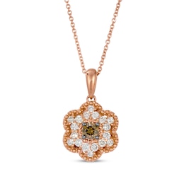 Le Vian Diamond Flower Necklace 3/8 ct tw 14K Strawberry Gold 20&quot;