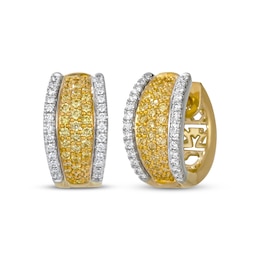 Le Vian Yellow & White Diamond Hoop Earrings 3/4 ct tw 14K Two-Tone Gold