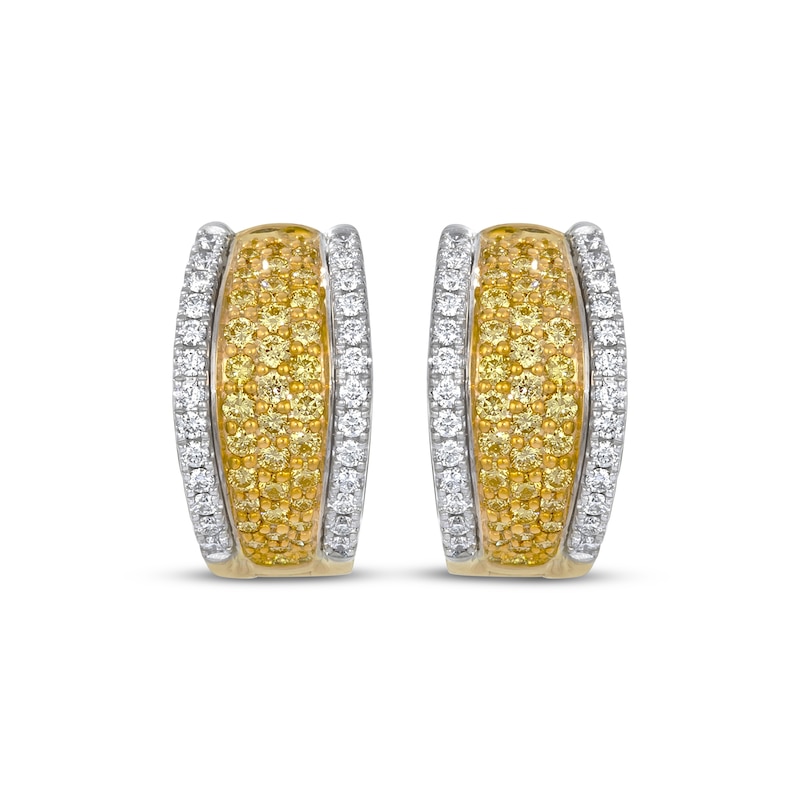 Main Image 2 of Le Vian Yellow & White Diamond Hoop Earrings 3/4 ct tw 14K Two-Tone Gold