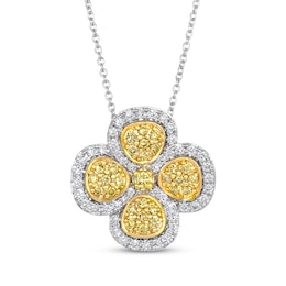 Le Vian Yellow & White Diamond Clover Necklace 1/2 ct tw 14K Two-Tone Gold 20&quot;