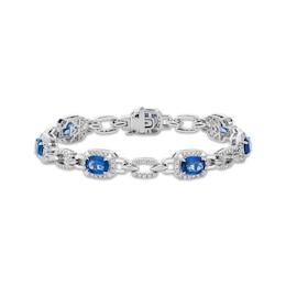 Le Vian Couture Oval-Cut Blue Sapphire Bracelet 1-1/5 ct tw Diamonds Platinum 7&quot;