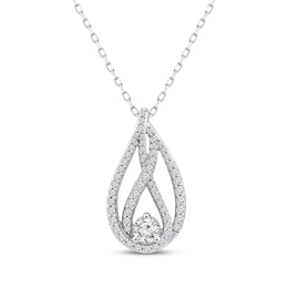 Love Ignited Diamond Flame Necklace 1 ct tw 10K White Gold 18&quot;
