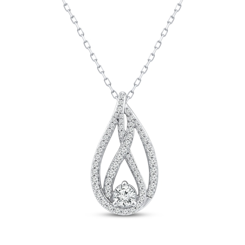 Main Image 1 of Love Ignited Diamond Flame Necklace 1 ct tw 10K White Gold 18&quot;