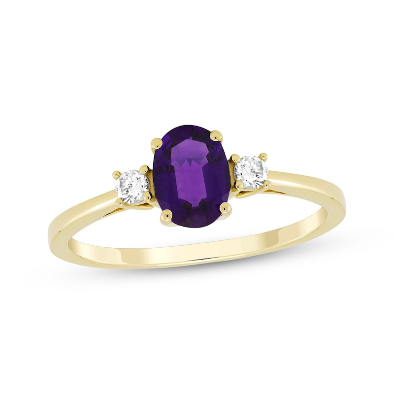 Oval-Cut Amethyst & Diamond Ring 1/10 ct tw 10K Yellow Gold | Kay