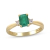 Thumbnail Image 1 of Natural Emerald-Cut Emerald & Diamond Ring 1/10 ct tw 10K Yellow Gold