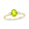 Thumbnail Image 1 of Oval-Cut Peridot & Diamond Ring 1/10 ct tw 10K Yellow Gold